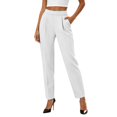 thumbnail image 1 of Xijirk Solid High Waist Pleated Cropped Tapered Dress Pants with Side Pockets for Women office Casual Daily Wear Size:S, 1 of 6