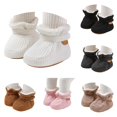 thumbnail image 1 of Xijirk Solid Rib Knit Lined Baby Booties Adjustable Strap Warm Crib Shoes Winter Pre Walker Footwear White,12-18 Months, 1 of 9