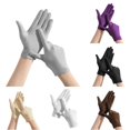 thumbnail image 1 of Xijirk Solid Stretch Satin formal Gloves Smooth Fitted Full Finger Dress Gloves for Wedding Parade Party Cosplay Grey,One Size, 1 of 6