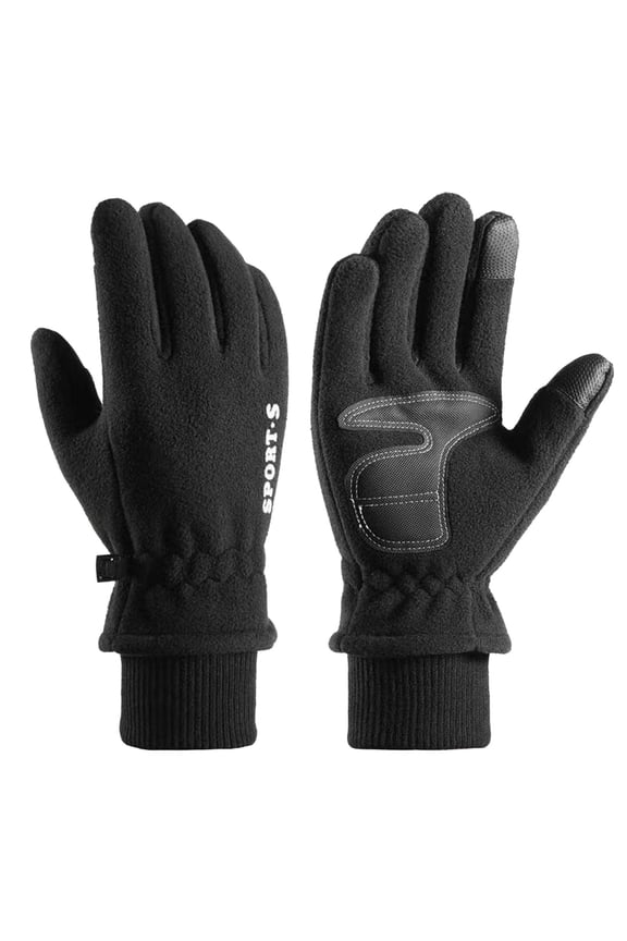 Xijirk Solid Winter Gloves Touch Screen Thumb Index Finger Non Palm Adjustable Drawstring Wrist Warm Thermal Gloves for Running Cycling Driving Outdoor Sports Black,One Size