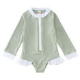 thumbnail image 1 of Xijirk Summer Girls Long Sleeve Ruffles 1 Piece Swimwear Beach Onesie Swimsuit Bikini,Size 2T, 1 of 7
