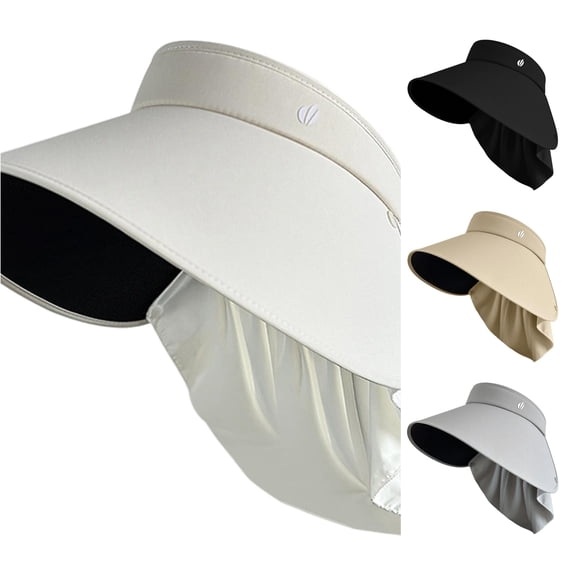 Xijirk Sun Visor with Extended Wide Brim and Attached Neck Guard for Household Use Outdoor Activity Daily Movement for Adult Adjustable Light Sun Shield Headwear,Beige,One Size