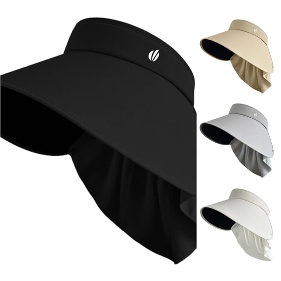 Xijirk Sun Visor with Extended Wide Brim and Attached Neck Guard for Household Use Outdoor Activity Daily Movement for Adult Adjustable Light Sun Shield Headwear,Black,One Size