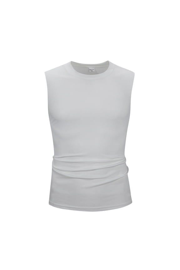 Tank Tops Men,Casual Knit Vest Vertical Stripe Pattern Athletic Fitness Stretch Fit Sleeveless Muscle Tank Top for Training,Mens Tank Top,White,L