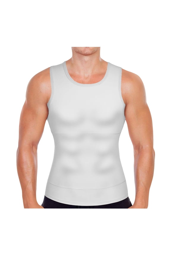 Tank Tops Men,Shaping Top Double Compression Design Belly Waist Tight Fit Vest Sleeveless Muscle Blouse for Body Contouring,Mens Tank Top,White,XL