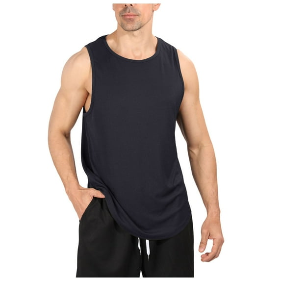 Xijirk Tank Tops Men,Summer Breathable Vest Thin Strap Design Solid Color Sports Loose Fit Sleeveless Muscle Top for Casual Wear,Mens Tank Top,Black,XL
