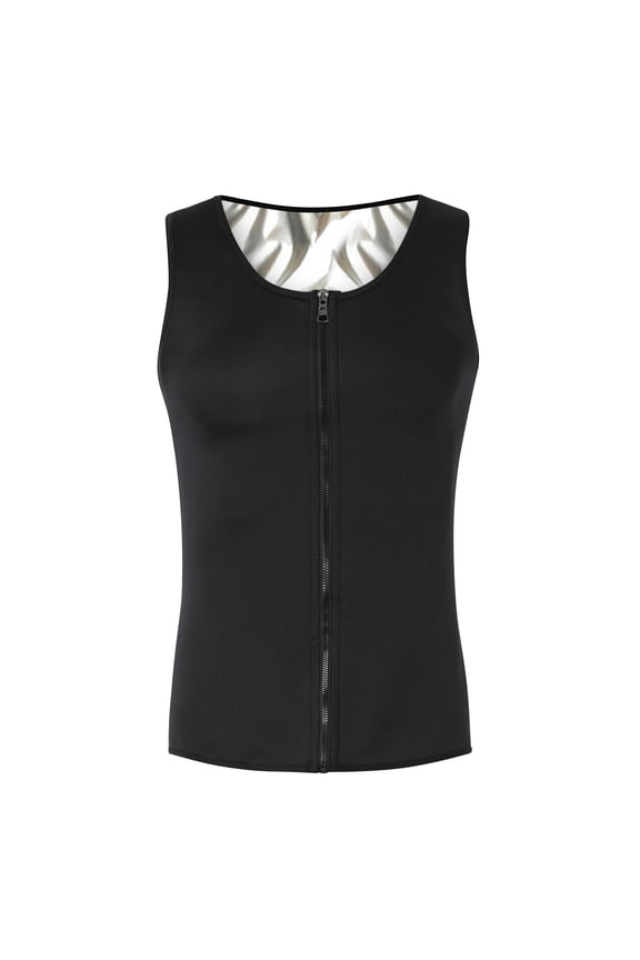 Tank Tops Men,Zipper Vest Corset Sweaty Fitness Tops Waist Abdomen Trainer Muscle Tank Yoga Vest for Body Shaping Workout,Mens Tank Top,Silver,S