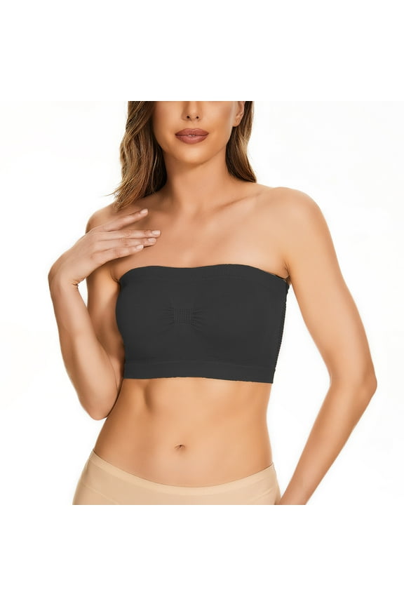 Tank Tops for Women,Seamless Convertible Bandeau Bra Strapless Bralette Basic Layer Tube Top Comfort Support,Camisole Tops for Women,Black,4XL