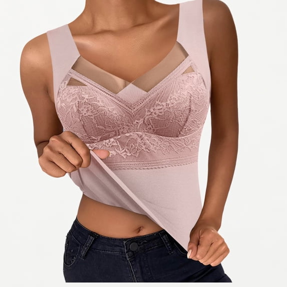 Xijirk Tank Tops for Women Velvet Thermal Underwear Top with Built-in Bra Pads for Warmth and Comfort,3XL