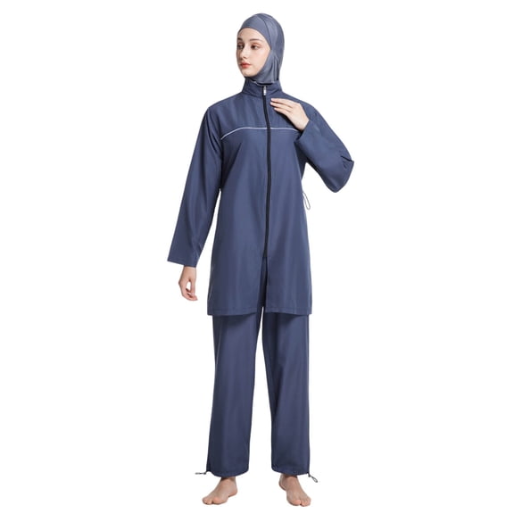 Xijirk Tankini Swimsuits for Women,Full Coverage Long Sleeve Tankini Set with Swim Cap Two Piece Swimwear Complete Bathing Suit Set Outdoor Swimming Suit for Holidays,Swimsuit for Women,XL,Blue