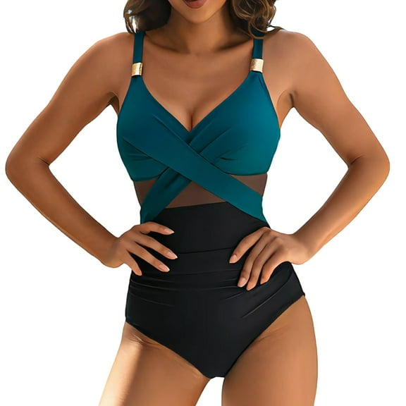 Xijirk Tankini Swimsuits for Women,Swim Dress 2 Piece Set with Sheer Mesh Sarong Wrap Easy Dress On Cover Up Bathing Suit Comfortable Swimwear for Beach and Pool Resort,Womens Swimsuits,M,Blue