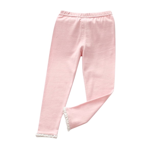 Xijirk Toddler Baby Girls Solid Color Ruffled Pants Soft Leggings Trousers Cute Casual Outfit for Play and Everyday Wear,Z02 Pink,4-5 Years