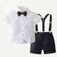 thumbnail image 1 of Xijirk Toddler Boys Suspender Outfit Short Sleeve Shirt with Bow Tie & Shorts Formal Set,6-12 Months, 1 of 8