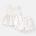 thumbnail image 1 of Xijirk Toddler Girls' 2-Piece Outfit Ruffle Neck Sleeveless Top & Ruffle Shorts Set,18-24 Months, 1 of 5