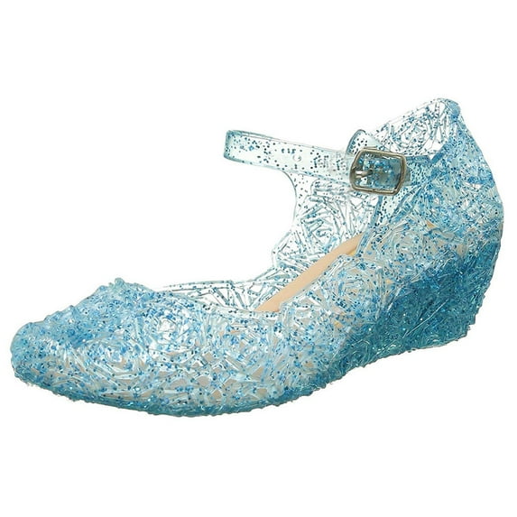 Xijirk Toddler Girls Jelly Sandals Glitter Design Buckle Strap Breathable Lightweight Comfortable Children Party Shoes For Summer Outings,Blue,9 Years