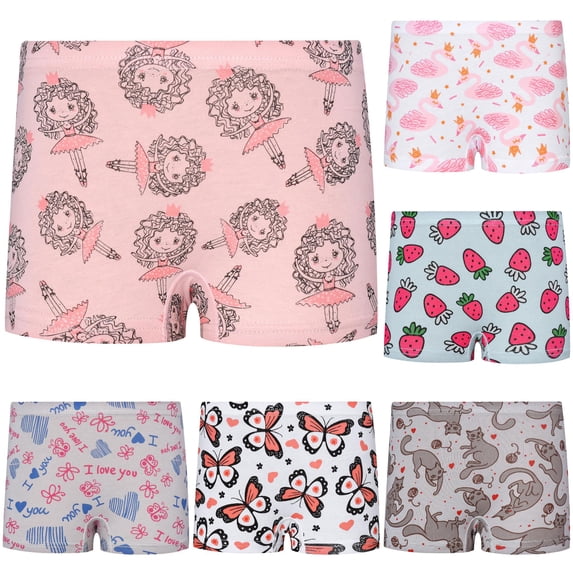 Xijirk Toddler Girls Soft Cotton Boxer Briefs, Elastic Stretch Waistband Cute Cartoon Animal Print Underwear for Daily Home School Wear,4-5 Years