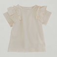 thumbnail image 1 of Xijirk Toddler Girls' Solid Short Sleeve T-Shirt Round Neck with Double Ruffle Flutter Sleeves Casual Summer Top,12-18 Months, 1 of 4