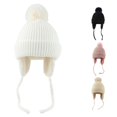 thumbnail image 1 of Xijirk Toddler Kids Boys Girls Ribbed Knit Winter Hat Featuring Sherpa Lined Earflaps and Chin Straps for Outdoor Snowy Play, 1 of 3