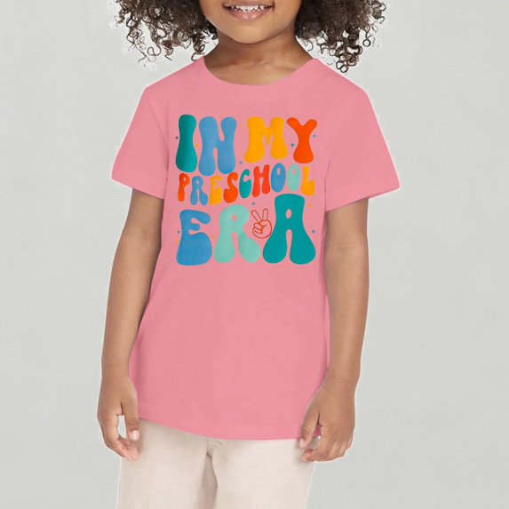 Xijirk Toddler Kids First Day of School Short Sleeve Shirt Casual Preschool Top Soft Breathable for Boys and Girls,3-4 Years