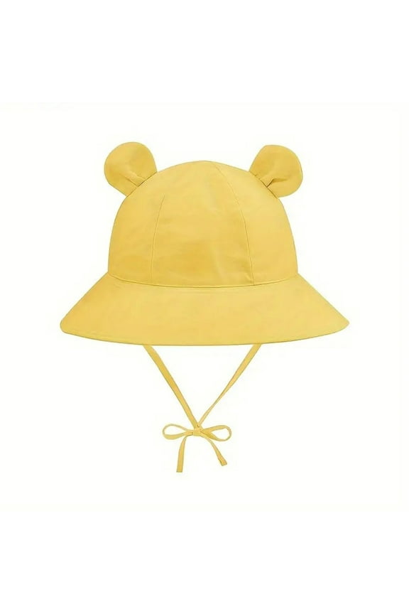 Toddler Sun Hat Boys Girls Black White Pattern Style Wide Brim Shape with Adjustable Strap Soft Lightweight Cap for Beach Play and Daily Outdoor Use,Yellow,2-4 Years