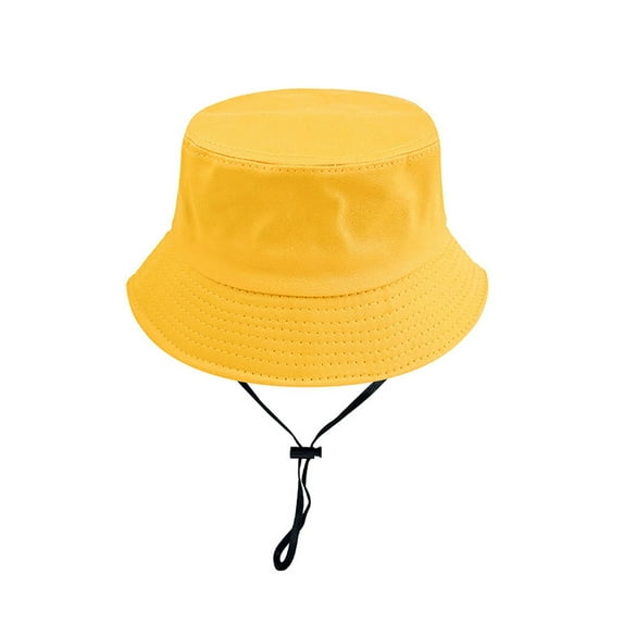 Xijirk Toddler Sun Hat Solid Color Breathable Fisherman Hats Adjustable Chin Strap Kids Outdoor Play Beach Activities,Z02 Yellow,2-6 Years