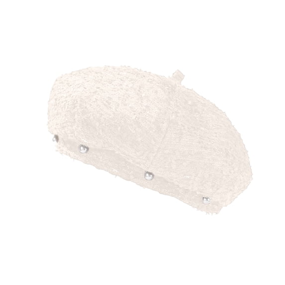 Xijirk Unisex Beret Hat Textured Loose Weave Body Round Bead Ornaments Elastic Inner Fit for Daily Styling Casual Matching Daily Outside Activities,Beige,One Size