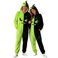 thumbnail image 1 of Xijirk Unisex Onesie Costume with Hood Zipper Closure Side Pockets Fuzzy Monster Graphic Jumpsuit for Halloween Cosplay Sleepwear Party Event,Light Green,XL, 1 of 6