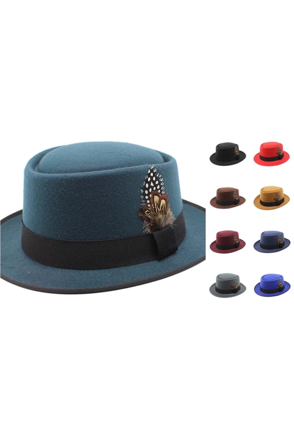 Xijirk Unisex Pork Pie Hat with Wide Flat Brim Band Hat for Travel Wedding Party Daily Casual Outdoor Wear,Mint Green,One Size