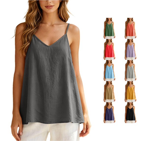 Xijirk V Neck Loose Camisole with Lightweight Breathable Material for Summer Layering and Casual Daily Matching Outfits,GY2,L