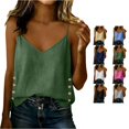 thumbnail image 1 of Xijirk V Neck Spaghetti Strap Tank Top Side Button Loose Fit Sleeveless Camisole for Daily Casual Street Layering Wear,Purple,XXL, 1 of 7