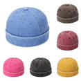 thumbnail image 1 of Xijirk Washed Denim Cap Rolled Brimless Headwear for Street Style Daily Walking Travel Casual Outdoor Activities,Blue,One Size, 1 of 3