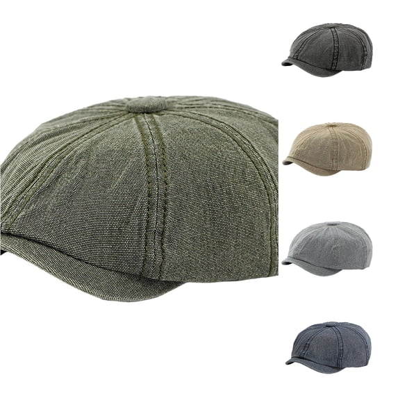 Xijirk Washed Newsboy Cap for Men Distressed Boy Hat for Daily Commute Travel Outdoor Spring Autumn Casual Occasions,Green,One Size