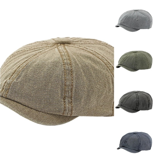 Xijirk Washed Newsboy Cap for Men Distressed Boy Hat for Daily Commute Travel Outdoor Spring Autumn Casual Occasions,Khaki,One Size