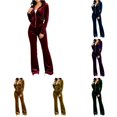 thumbnail image 1 of Xijirk Women 2 Piece Velour Tracksuit Zip Up Hooded Jacket and Long Pants Set for Loungewear Daily Street Casual Outfit,Red,M, 1 of 4
