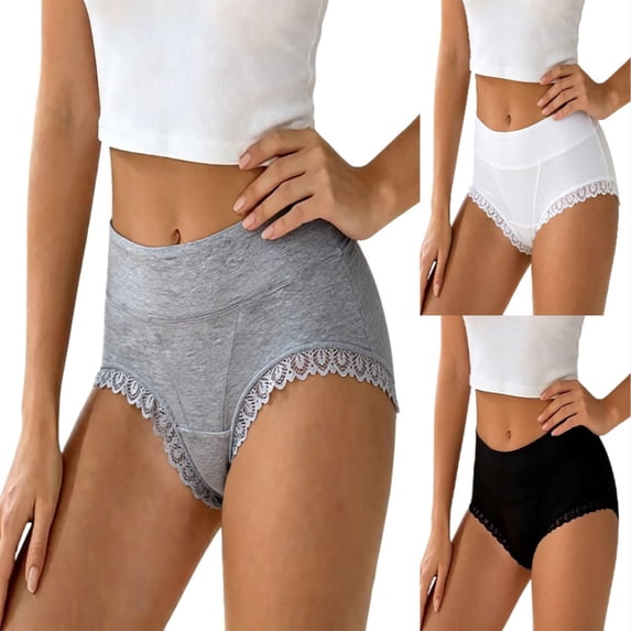 Xijirk Women Boy‑Short Panties Mid‑Waist Soft Stretch Lace Leg Underwear for Daily Wear and Loungewear,Grey,M