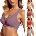 thumbnail image 1 of Xijirk Women Bra with Front Button Fastener Lace Decorated Neckline Wide Sleeveless Shoulder Strap and Textured Outer Layer for Daily Rest and Indoor Wear Occasion,2Purple,46, 1 of 4