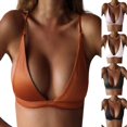 thumbnail image 1 of Xijirk Women Bra Wireless Triangle Cup V Neck Thin Adjustable Straps Soft Stretchy for Daily Casual Wear,Orange,M, 1 of 3