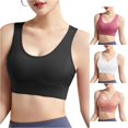 thumbnail image 1 of Xijirk Women Bra Wireless U‑Neck Wide Straps Wide Underbust Band Stretchy Breathable for Workout Daily Wear,Black,S, 1 of 6