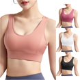 thumbnail image 1 of Xijirk Women Bra Wireless U‑Neck Wide Straps Wide Underbust Band Stretchy Breathable for Workout Daily Wear,Pink,S, 1 of 4