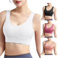 thumbnail image 1 of Xijirk Women Bra Wireless U‑Neck Wide Straps Wide Underbust Band Stretchy Breathable for Workout Daily Wear,White,S, 1 of 6