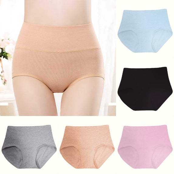 Xijirk Women Brief Panties High‑Waist Seamless Cut Full Coverage Stretchy Underwear for Daily Wear and Under Close‑Fitting Outfits,Orange,M