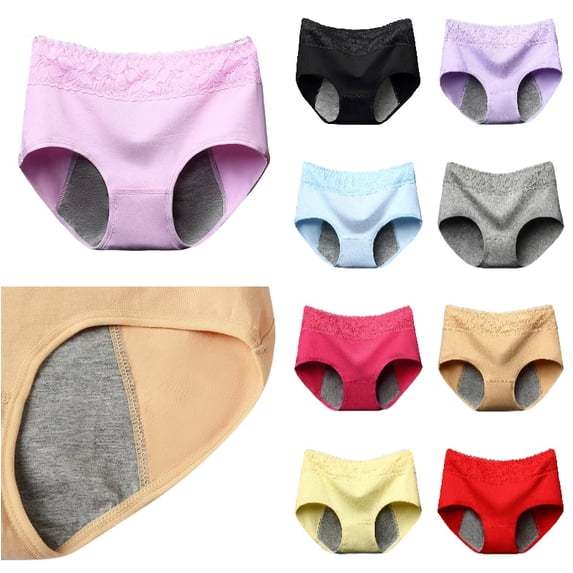 Xijirk Women Brief Panties Mid‑Rise Floral Lace Waistband Stretchy Underwear for Daily Use and Protection,Pink,XXL