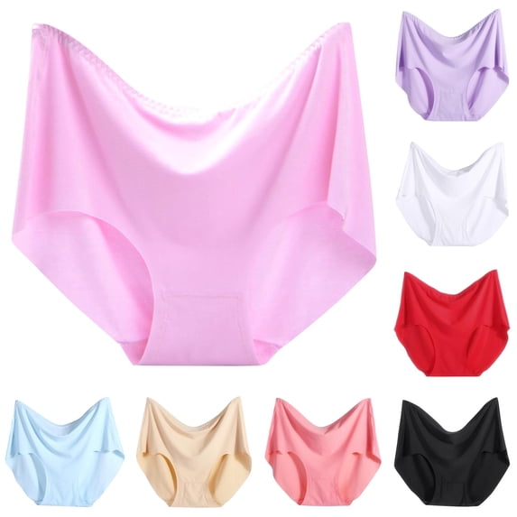 Xijirk Women Brief Panties Mid‑Rise SeamlessCut Scalloped Edge Stretchy Underwear for Daily Wear and Under Tight Outfits,Pink,L