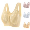 thumbnail image 1 of Xijirk Women Button‑fasten Front‑closure Bra with Wide Vest‑style Shoulder Loops Floral Lace Outer Layer Soft Wireless Build for Daily Outfit,Light Yellow,38, 1 of 4