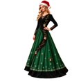 thumbnail image 1 of Xijirk Women Christmas Maxi Dress Long Lace Sleeve V Neck Bell Snowflake Print A Line Floor Length formal Party Gown,M, 1 of 5