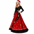 thumbnail image 1 of Xijirk Women Christmas Maxi Dress Long Lace Sleeve V Neck Bell Snowflake Print A Line Floor Length formal Party Gown,XXL, 1 of 4