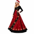 thumbnail image 1 of Xijirk Women Christmas Maxi Dress Long Lace Sleeve V Neck Pine Tree Snowflake Print A Line Floor Length formal Party Gown,M, 1 of 5