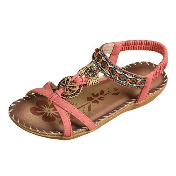 Xijirk Women Comfortable Sandals Breathable Casual Toe Wedge Heel Shoes Women Sandals for Daily Wear Spring Summer Fall Walking and Activities,Pink,6