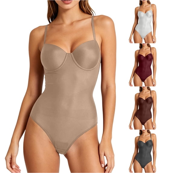 Xijirk Women Corset Waist Cincher Thin Adjustable Shoulder Straps Built‑in Bust Cup Build Smooth Body Construction Everyday Wear Going Out,Khaki,XXL
