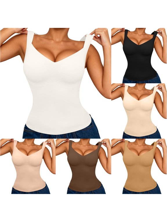 Xijirk Women Corset Waist Cincher V‑neck Front Cut Wide Shoulder Strap Build Extended Torso Length Everyday Layering Daily Commute,White,S